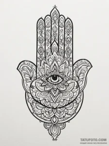 Tattoo design a hamsa hand with an added masc... - эскиз тату (№1754637850_0, 08.08.2025 07:24) — Tatufoto.com