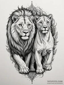 Tattoo sketch a powerful image of a lion and... - эскиз тату (№1754640638_0, 08.08.2025 08:10) — Tatufoto.com