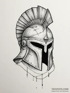 Tattoo sketch a stylized spartan helmet with... - эскиз тату (№1754641228_0, 08.08.2025 08:20) — Tatufoto.com