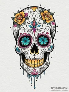Sugar skull, tattoo flash sheet design, rough... - эскиз тату (№1754644208_0, 08.08.2025 09:10) — Tatufoto.com
