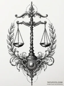 Tattoo sketch libra's scales, intricately det... - эскиз тату (№1754644607_0, 08.08.2025 09:16) — Tatufoto.com
