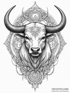 Tattoo design a taurus bull depicted as a pow... - эскиз тату (№1754645405_0, 08.08.2025 09:30) — Tatufoto.com