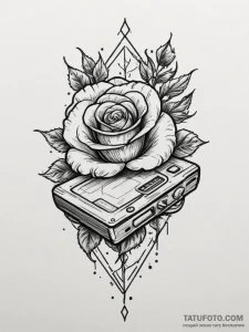 Tattoo sketch a vintage video game console wi... - эскиз тату (№1754645799_0, 08.08.2025 09:36) — Tatufoto.com