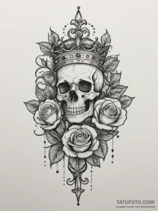 Tattoo sketch a subtle crown outline over a n... - эскиз тату (№1754646591_0, 08.08.2025 09:49) — Tatufoto.com