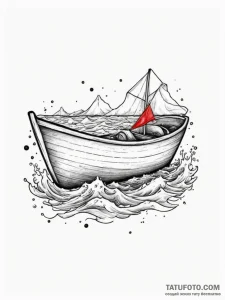 Tattoo sketch a tiny paper boat sailing on a... - эскиз тату (№1754647385_0, 08.08.2025 10:03) — Tatufoto.com
