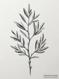 Tattoo sketch a minimalist olive branch, symb... - эскиз тату (№1754648769_0, 08.08.2025 10:26) — Tatufoto.com