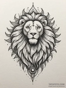 Tattoo sketch a leo lion with the sun's glyph... - эскиз тату (№1754649163_0, 08.08.2025 10:32) — Tatufoto.com