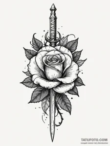 Dagger and rose, tattoo line art, blackwork t... - эскиз тату (№1754650158_0, 08.08.2025 10:49) — Tatufoto.com