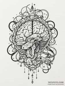 Tattoo design a brain connected to a game con... - эскиз тату (№1754650952_0, 08.08.2025 11:02) — Tatufoto.com