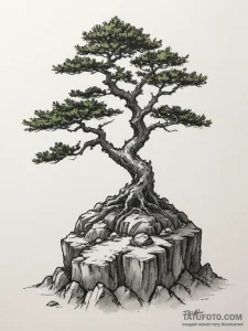 A bonsai tree on a cliff edge (is there, but... - эскиз тату (№1754653336_0, 08.08.2025 11:42) — Tatufoto.com