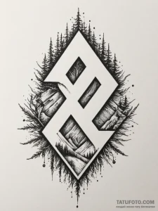 102. tattoo design: a "opora" rune integrated... - эскиз тату (№1754658489_0, 08.08.2025 13:08) — Tatufoto.com