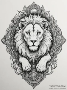 Tattoo sketch a leo lion as a protector of fo... - эскиз тату (№1754658885_0, 08.08.2025 13:14) — Tatufoto.com