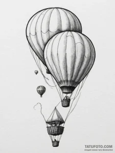 Tattoo sketch two halves of a hot air balloon... - эскиз тату (№1754659505_0, 08.08.2025 13:25) — Tatufoto.com