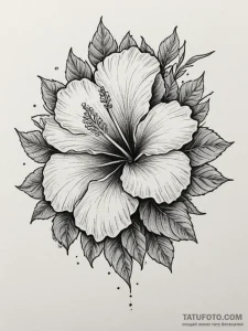 Hibiscus, tattoo sketch design, dotwork shadi... - эскиз тату (№1754660104_0, 08.08.2025 13:35) — Tatufoto.com