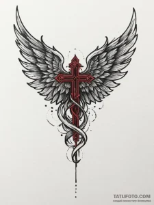 Tattoo sketch a guardian angel's wings unfurl... - эскиз тату (№1754663324_0, 08.08.2025 14:28) — Tatufoto.com