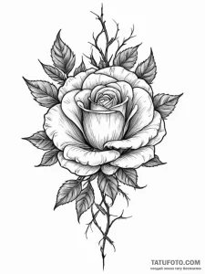 Tattoo design a single, resilient rose with t... - эскиз тату (№1754663723_0, 08.08.2025 14:35) — Tatufoto.com