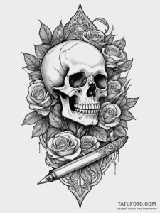 A straight razor (is there, but can be ornate... - эскиз тату (№1754665536_0, 08.08.2025 15:05) — Tatufoto.com