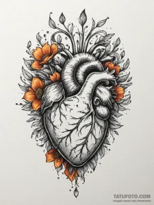 Tattoo sketch a delicate flower blooming from... - эскиз тату (№1754666343_0, 08.08.2025 15:19) — Tatufoto.com