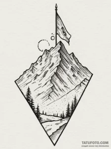 Tattoo sketch a triumphant flag waving on a d... - эскиз тату (№1754670566_0, 08.08.2025 16:29) — Tatufoto.com