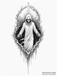 Tattoo design a ghostly specter emerging from... - эскиз тату (№1754670762_0, 08.08.2025 16:32) — Tatufoto.com