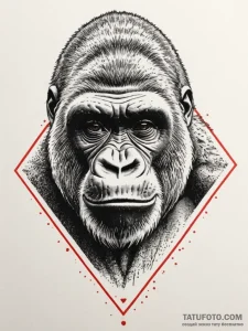 Gorilla, ink illustration for tattoo, black a... - эскиз тату (№1754672148_0, 08.08.2025 16:55) — Tatufoto.com