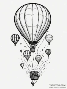 A hot air balloon festival, with dozens of co... - эскиз тату (№1754672347_0, 08.08.2025 16:59) — Tatufoto.com