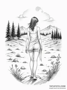 Tattoo sketch: a scene of marzanna standing o... - эскиз тату (№1754673340_0, 08.08.2025 17:15) — Tatufoto.com