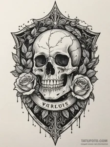 Tattoo design a weathered medieval shield bea... - эскиз тату (№1754673737_0, 08.08.2025 17:22) — Tatufoto.com