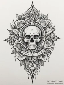 Tattoo sketch a minimalist compass with a hid... - эскиз тату (№1754674926_0, 08.08.2025 17:42) — Tatufoto.com