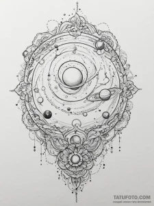 A minimalist solar system, tattoo drawing out... - эскиз тату (№1754675921_0, 08.08.2025 17:58) — Tatufoto.com