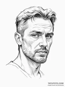 Tattoo sketch a strong, stoic profile of a ma... - эскиз тату (№1754676517_0, 08.08.2025 18:08) — Tatufoto.com