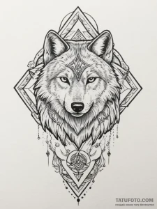 A sketch style tattoo of a wolf and a falcon,... - эскиз тату (№1754677133_0, 08.08.2025 18:18) — Tatufoto.com