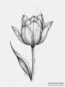 Tulip, concept art for tattoo, on a clean whi... - эскиз тату (№1754678121_0, 08.08.2025 18:35) — Tatufoto.com