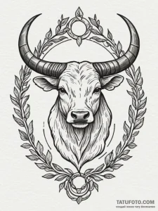 Tattoo design a taurus symbol intertwined wit... - эскиз тату (№1754679321_0, 08.08.2025 18:55) — Tatufoto.com