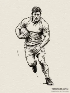 Tattoo sketch a rugby player mid-tackle., art... - эскиз тату (№1754679746_0, 08.08.2025 19:02) — Tatufoto.com