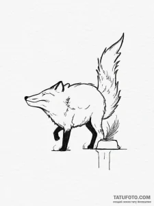 Tattoo sketch a mischievous fox's tail peekin... - эскиз тату (№1754680150_0, 08.08.2025 19:09) — Tatufoto.com