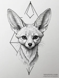 A fennec fox with large ears, tattoo sketch d... - эскиз тату (№1754681150_0, 08.08.2025 19:25) — Tatufoto.com