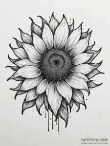 Tattoo design a minimalist sunflower, its see... - эскиз тату (№1754682349_0, 08.08.2025 19:45) — Tatufoto.com