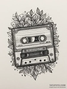 Tattoo design a cassette tape labeled 'level... - эскиз тату (№1754682751_0, 08.08.2025 19:52) — Tatufoto.com