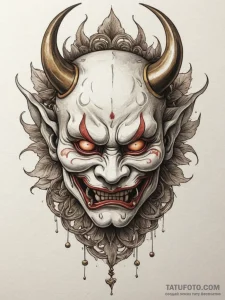 A japanese hannya mask, tattoo sketch design,... - эскиз тату (№1754682950_0, 08.08.2025 19:55) — Tatufoto.com