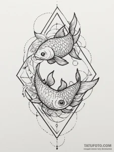 Tattoo design pisces fish in an abstract, ove... - эскиз тату (№1754684165_0, 08.08.2025 20:16) — Tatufoto.com