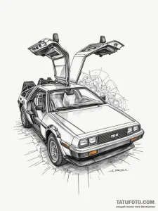 The delorean time machine - эскиз тату (№1754684368_0, 08.08.2025 20:19) — Tatufoto.com