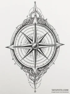 Tattoo sketch a compass whose needle always p... - эскиз тату (№1754684574_0, 08.08.2025 20:22) — Tatufoto.com