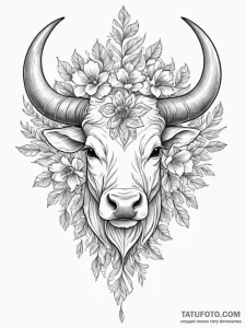 Tattoo design a taurus bull's outline made of... - эскиз тату (№1754685369_0, 08.08.2025 20:36) — Tatufoto.com