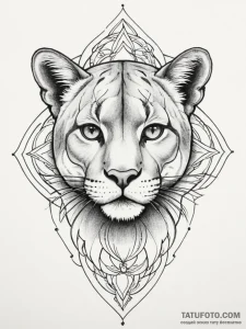 Cougar, artistic tattoo sketch, black and gre... - эскиз тату (№1754685978_0, 08.08.2025 20:46) — Tatufoto.com