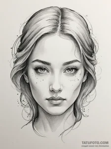 Tattoo design a serene face with deep, though... - эскиз тату (№1754687179_0, 08.08.2025 21:06) — Tatufoto.com