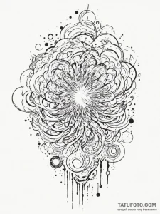 Tattoo sketch an abstract cosmic storm, conta... - эскиз тату (№1754687585_0, 08.08.2025 21:13) — Tatufoto.com