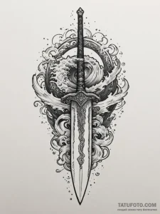 Tattoo sketch a pixelated sword and shield wi... - эскиз тату (№1754689614_0, 08.08.2025 21:46) — Tatufoto.com