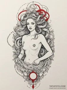 Tattoo sketch aquarius's water flowing as a s... - эскиз тату (№1754690222_0, 08.08.2025 21:57) — Tatufoto.com
