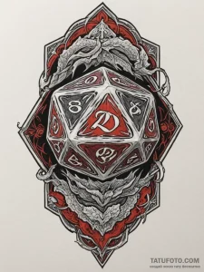 A d20 die from dungeons & dragons, artistic t... - эскиз тату (№1754691612_0, 08.08.2025 22:20) — Tatufoto.com